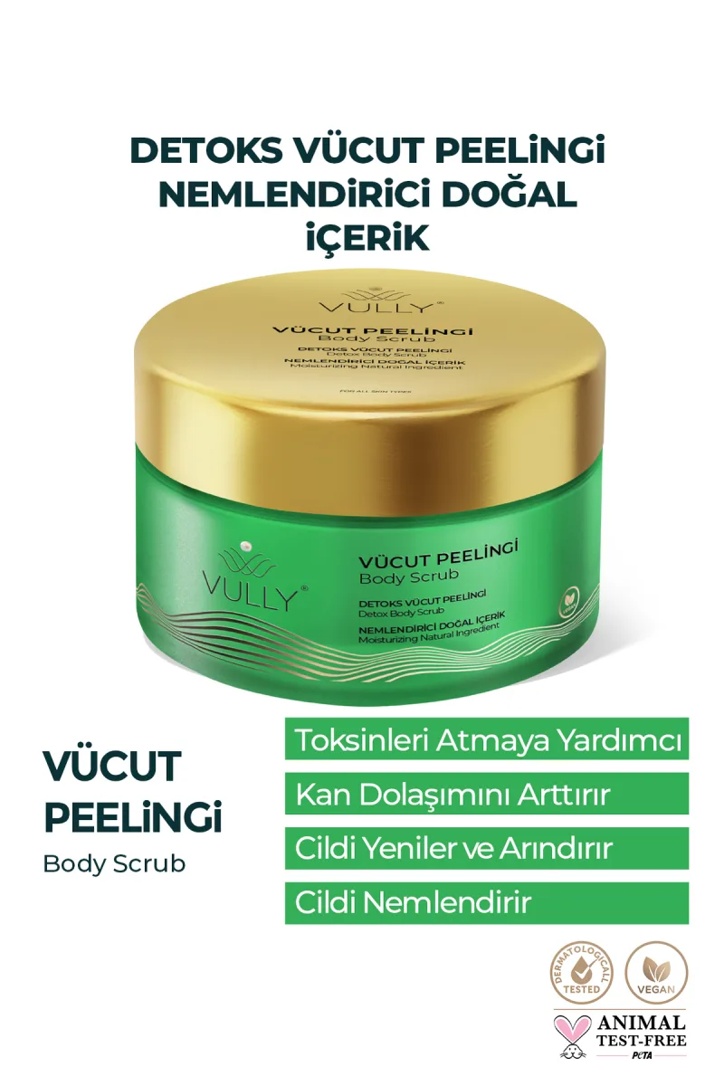VULLY Detoks Etkili Nemlendirici Doğal Içerikli Lavanta Vanilya Vücut Peelingi 250 Ml