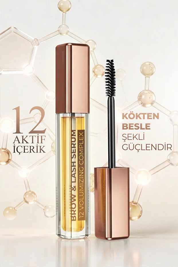 VULLY 12 Aktif içerikli Hacim Veren- Dolgunlaştırıcı - Güçlendirici ve Uzatıcı Kaş ve Kirpik Serumu 5Ml