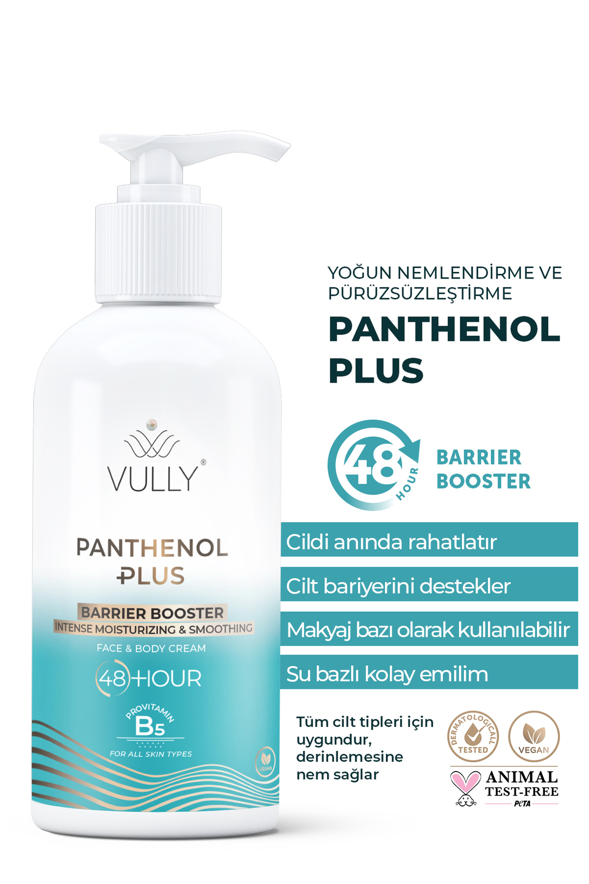 VULLY Panthenol Plus 48 Saate Kadar Yoğun Nemlendirici ve Onarıcı Yüz & Vücut Kremi 250 ml