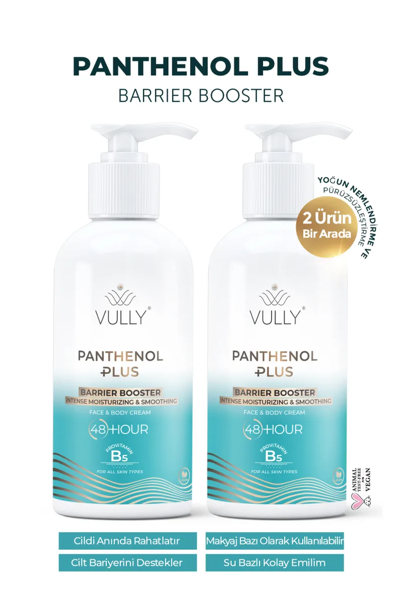 VULLY Panthenol Plus 48 Saate Kadar Yoğun Nemlendirici ve Onarıcı Yüz & Vücut Kremi 250 Ml 2 ADET