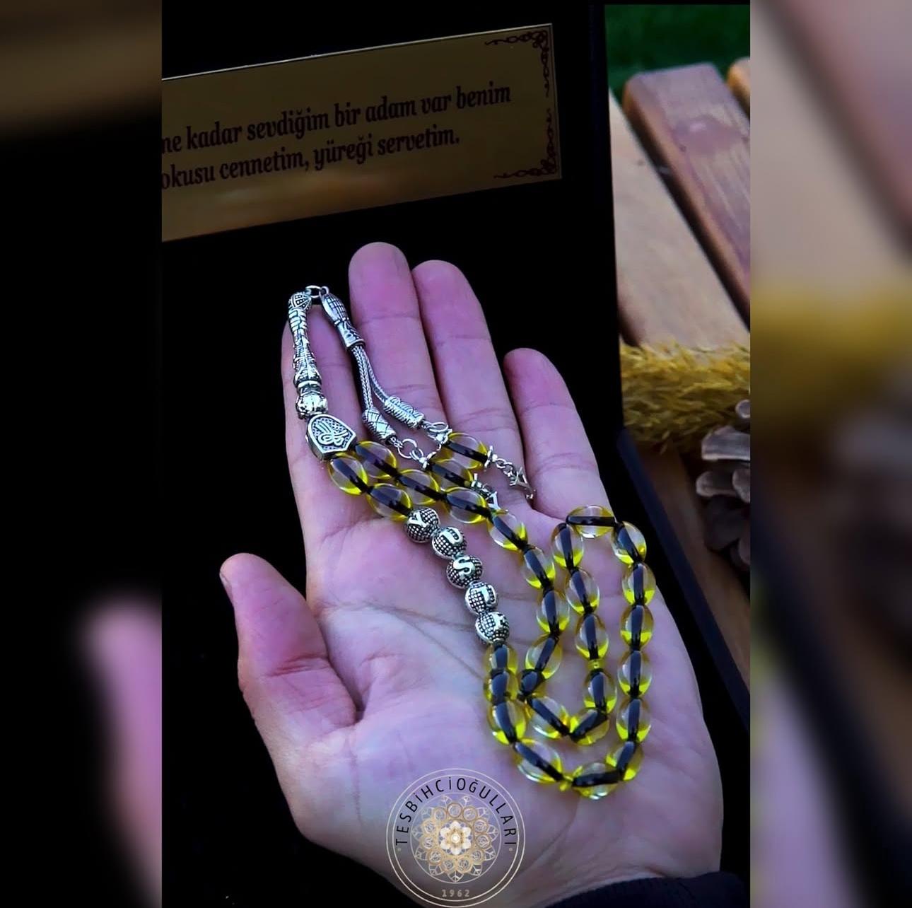Sürmeli Sıkma Ateş Kehribar Tesbih