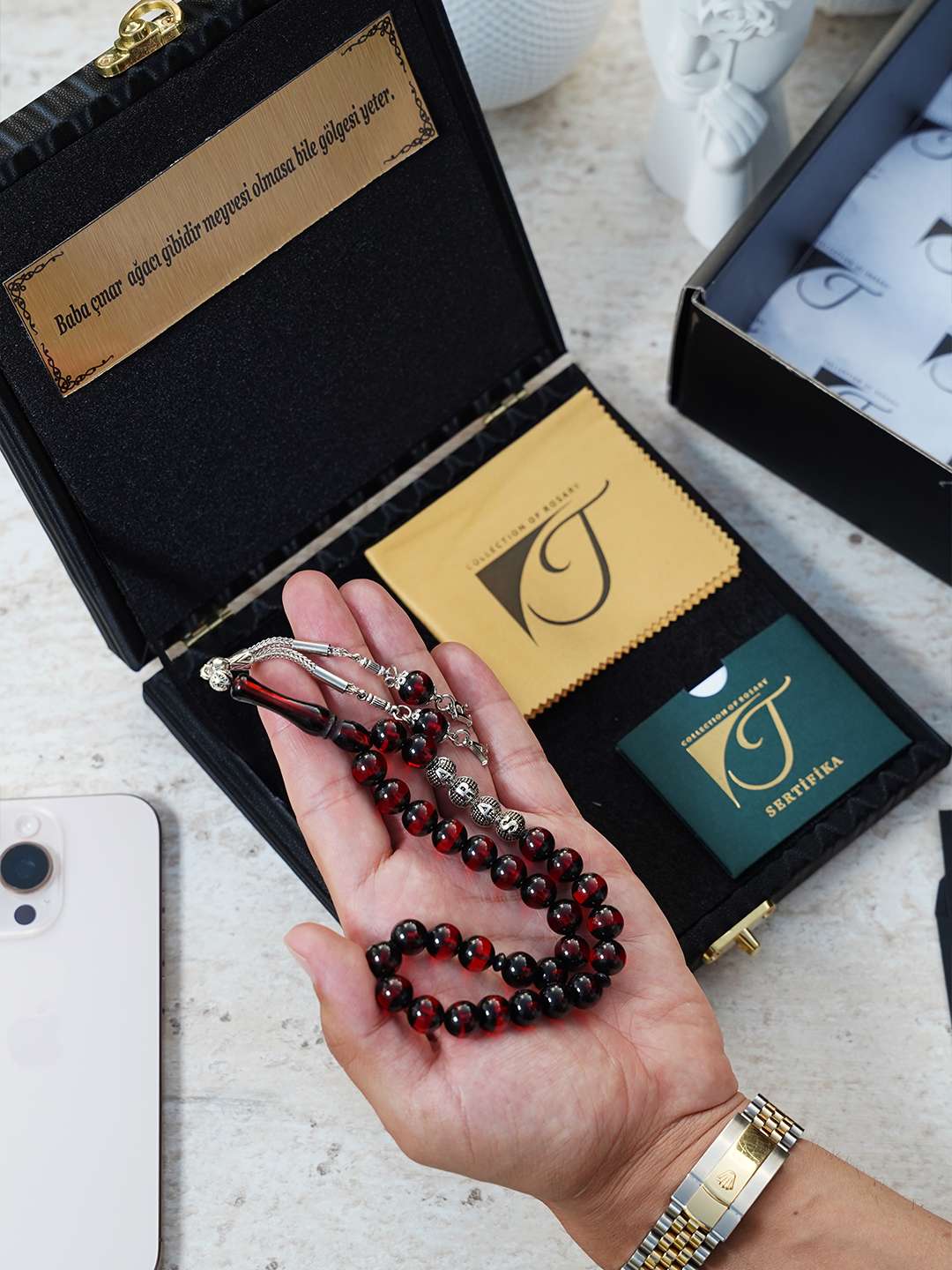 Sürmeli Sıkma Ateş Kehribar Tesbih