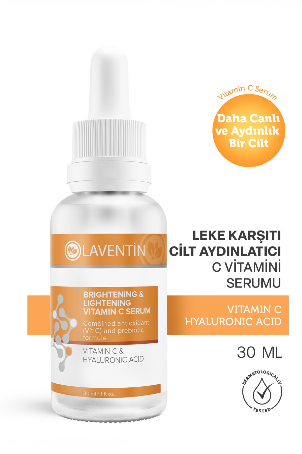 C Vitamini Aydınlatıcı Renk Tonu Eşitleyici Serum 30ml Vitamin C + Hyaluronic Acid 2%